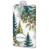 Watercolor Pine Muster Elegante Winter Flachmann (Links)