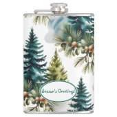 Watercolor Pine Muster Elegante Winter Flachmann (Vorderseite)