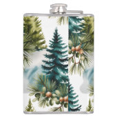Watercolor Pine Muster Elegante Winter Flachmann (Rückseite)
