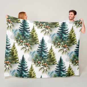 Watercolor Pine Muster Elegante Winter Fleecedecke