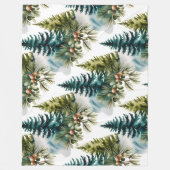 Watercolor Pine Muster Elegante Winter Fleecedecke (Vorderseite)