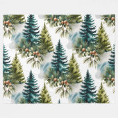 Watercolor Pine Muster Elegante Winter Fleecedecke (Vorderseite (Horizontal))