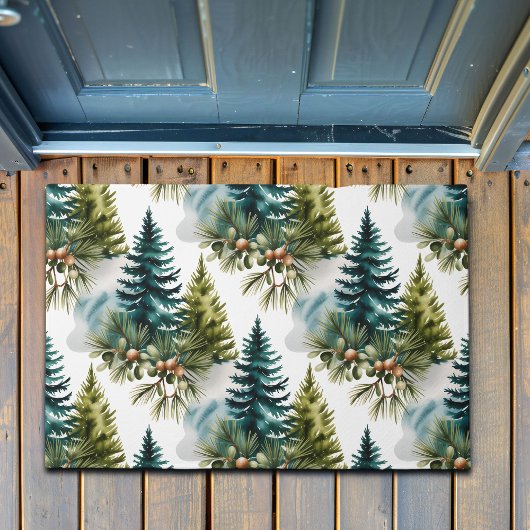 Watercolor Pine Muster Elegante Winter Fußmatte