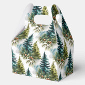 Watercolor Pine Muster Elegante Winter Geschenkschachtel (Rückseite)