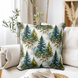 Watercolor Pine Muster Elegante Winter Kissen