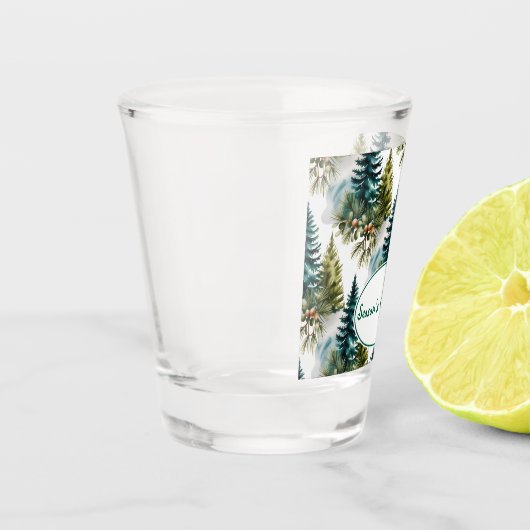Watercolor Pine Muster Elegante Winter Schnapsglas (Links)