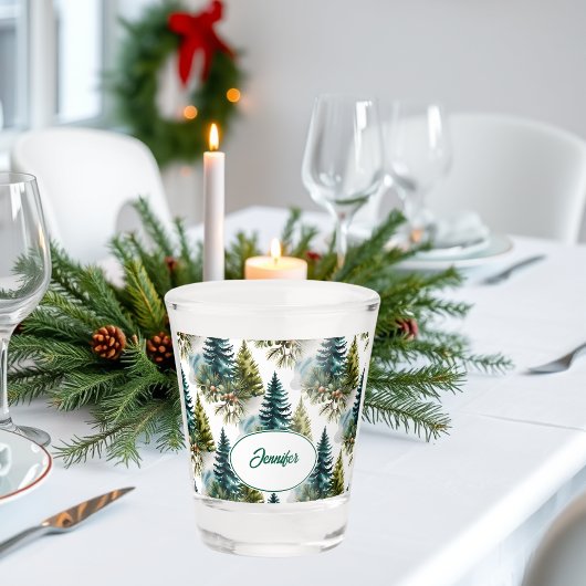 Watercolor Pine Muster Elegante Winter Schnapsglas