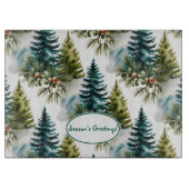 Watercolor Pine Muster Elegante Winter Schneidebrett (Vorderseite)
