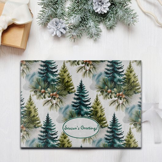 Watercolor Pine Muster Elegante Winter Schneidebrett