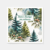 Watercolor Pine Muster Elegante Winter Serviette (Vorderseite)