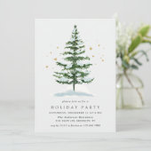 Watercolor Pine Tree Christmas Holiday Einladung (Stehend Vorderseite)