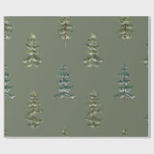 Watercolor Pine Tree Deep Sage Green Geschenkpapier (Flach)