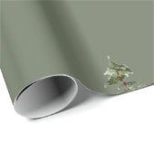 Watercolor Pine Tree Deep Sage Green Geschenkpapier (Rolleneckpunkt)