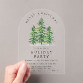 Watercolor Pine Tree Forest Christmas Party Acryleinladungen (Insitu (Handheld))