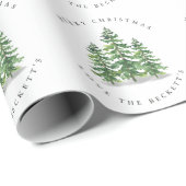 Watercolor Pine Tree Forest Geschenkpapier (Rolleneckpunkt)