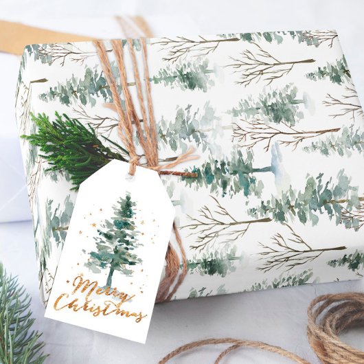Watercolor Pine Tree Weihnachtswrapping Paper Geschenkpapier
