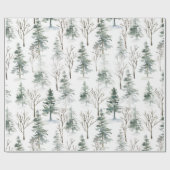 Watercolor Pine Tree Weihnachtswrapping Paper Geschenkpapier (Flach)