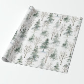 Watercolor Pine Tree Weihnachtswrapping Paper Geschenkpapier (Ungerollt)