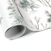 Watercolor Pine Tree Weihnachtswrapping Paper Geschenkpapier (Rolleneckpunkt)
