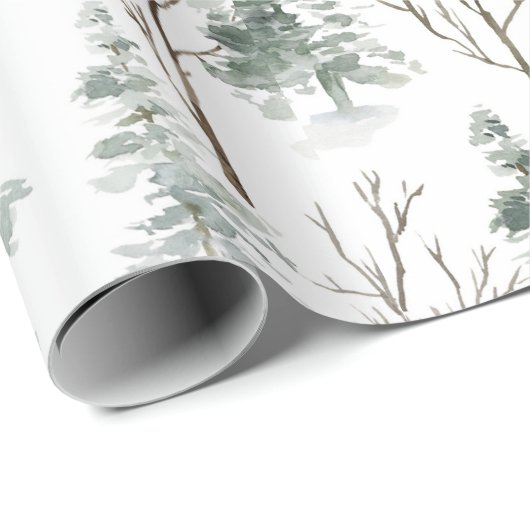 Watercolor Pine Tree Weihnachtswrapping Paper Geschenkpapier (Rolleneckpunkt)
