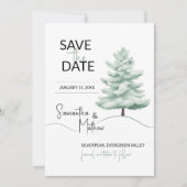 Watercolor Pine Tree Winter Wonderland Save The Date (Vorderseite)