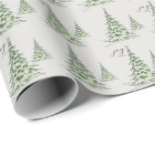 Watercolor Pine Trees Christmas Joy  Geschenkpapier (Rolleneckpunkt)
