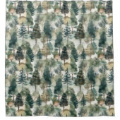 Watercolor Pine Trees Duschvorhang (Vorderseite)