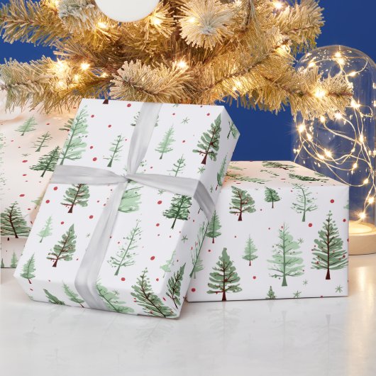 Watercolor Pine Trees Greenery Christmas Holiday  Geschenkpapier (Feiertage)