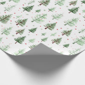 Watercolor Pine Trees Greenery Christmas Holiday  Geschenkpapier (Ecke)