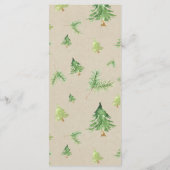 Watercolor Pine Trees Kraft Winter Wedding Menu Menükarte (Rückseite)