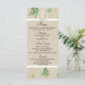 Watercolor Pine Trees Kraft Winter Wedding Menu Menükarte (Stehend Vorderseite)