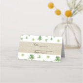 Watercolor Pine Trees Winter Wedding Table Sees Platzkarte (Rückseite)
