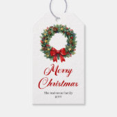 Watercolor Pine Wreath Christmas Gift Label Geschenkanhänger (Vorderseite)