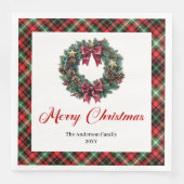 Watercolor Pine Wreath Christmas Napkin Design Serviette (Vorderseite)