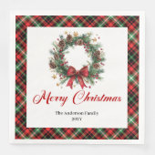 Watercolor Pine Wreath Christmas Napkin Set Serviette (Vorderseite)