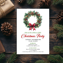 Watercolor Pine Wreath Christmas Party Card Einladung