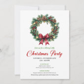 Watercolor Pine Wreath Christmas Party Card Einladung (Vorderseite)