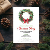 Watercolor Pine Wreath Christmas Party Invitation Einladung