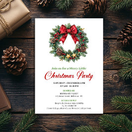 Watercolor Pine Wreath Christmas Party Invitation Einladung