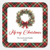 Watercolor Pine Wreath Christmas Sticker Design (Vorderseite)