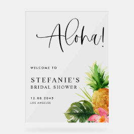 Watercolor Pineapple Aloha Bridal Shower Welcome Acrylschild