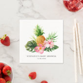 Watercolor Pineapple and Hibiscus Baby Shower Serviette (Beispiel)