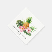 Watercolor Pineapple and Hibiscus Baby Shower Serviette (Ecke)