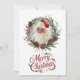 Watercolor Pinecone and Berry Christmas Wreath Feiertagskarte