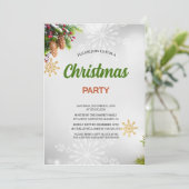 Watercolor Pines Berries Bow Red Christmas Party  Einladung (Stehend Vorderseite)