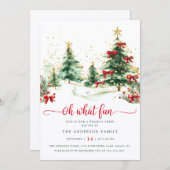 Watercolor Pines Christmas Party Einladung (Vorne/Hinten)