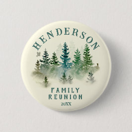 Watercolor PineTrees Family Reunion Button