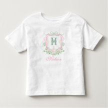 Watercolor Pink 1st Birthday Monogram Crest Gift