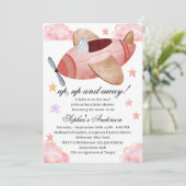 Watercolor Pink Airplane Baby Shower Invitation Einladung (Stehend Vorderseite)