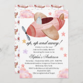 Watercolor Pink Airplane Baby Shower Invitation Einladung (Vorne/Hinten)